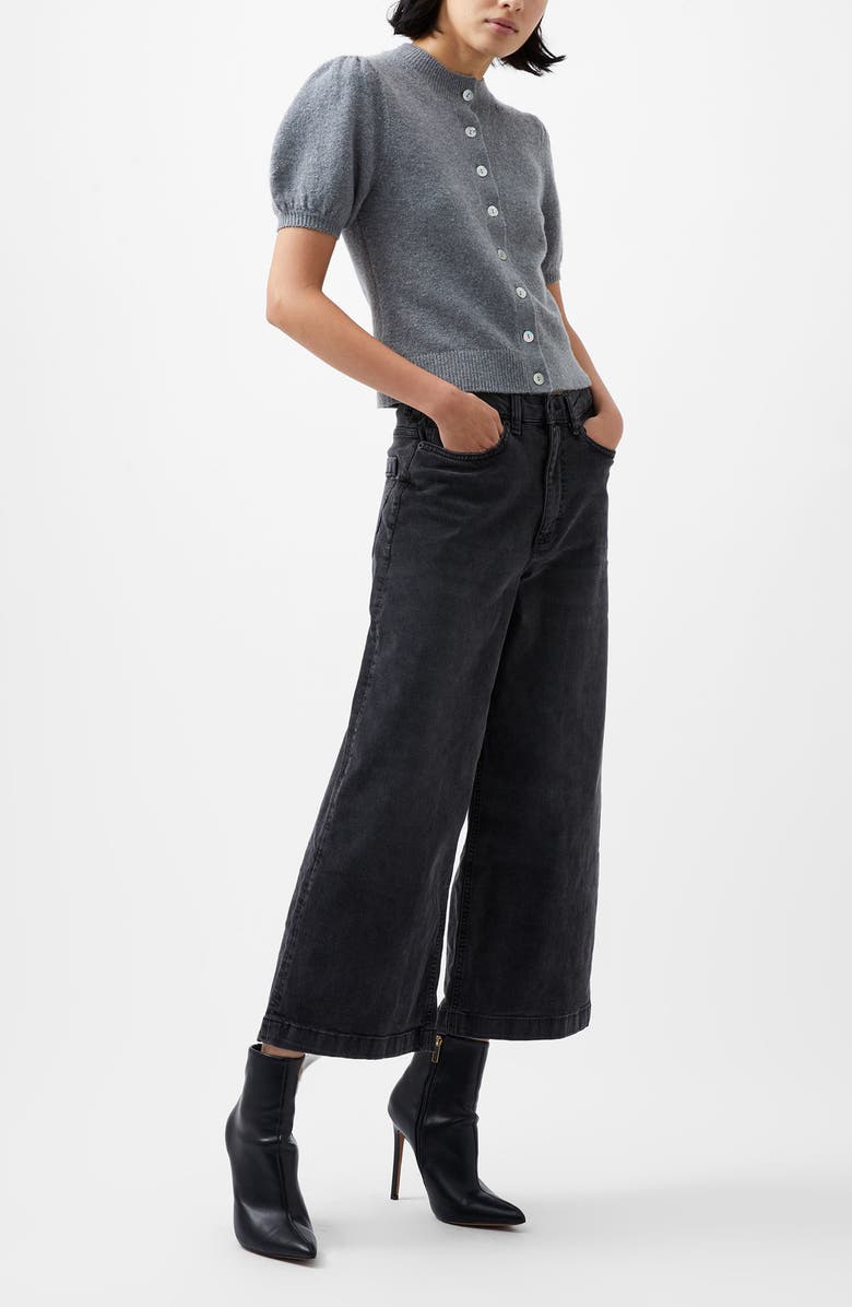 French Connection Vhari Puff Sleeve Cardigan, Alternate, color, Medium Grey