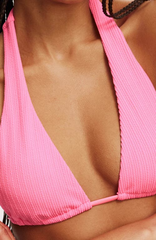 Cotton On Body High Apex Slider Triangle Bikini Top In Party Pink Crinkle