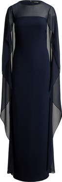 Lauren Ralph Lauren Cape Detail Triple Georgette Gown
