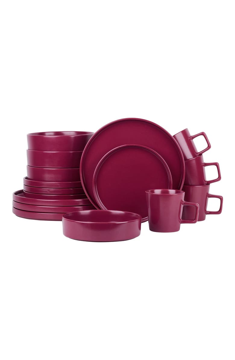 Stone Lain Cleo Stoneware 16-Piece Dinnerware Set, Main, color, Magenta