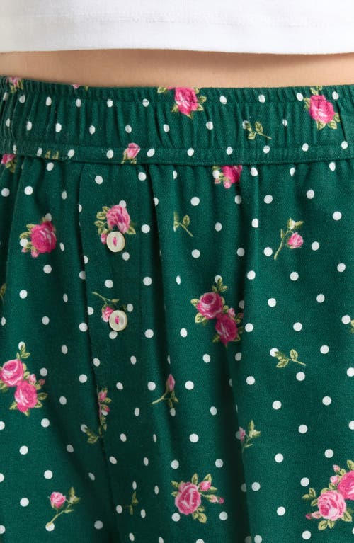 Open Edit Print Cozy Flannel Boxer Pajama Shorts In Green