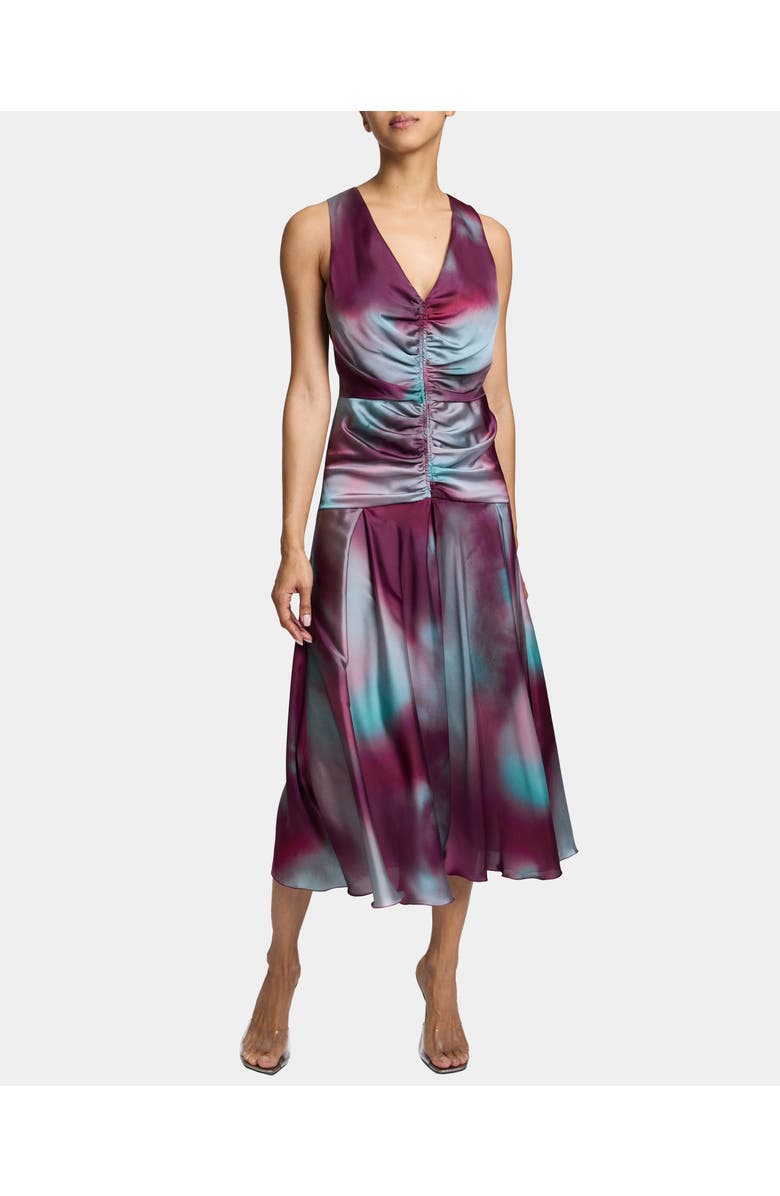Santorelli Eden Sleeveless Midi Dress in Ombre Matte Charmeuse, Main, color, Cherry Cola