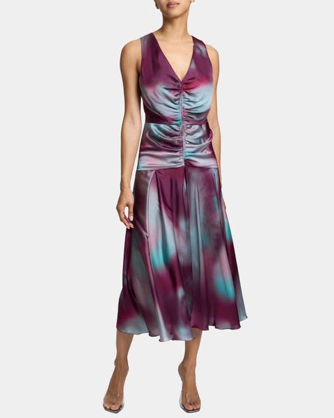 Eden Sleeveless Midi Dress in Ombre Matte Charmeuse
