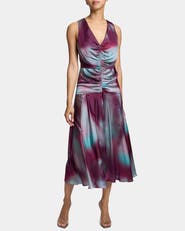Santorelli Eden Sleeveless Midi Dress in Ombre Matte Charmeuse