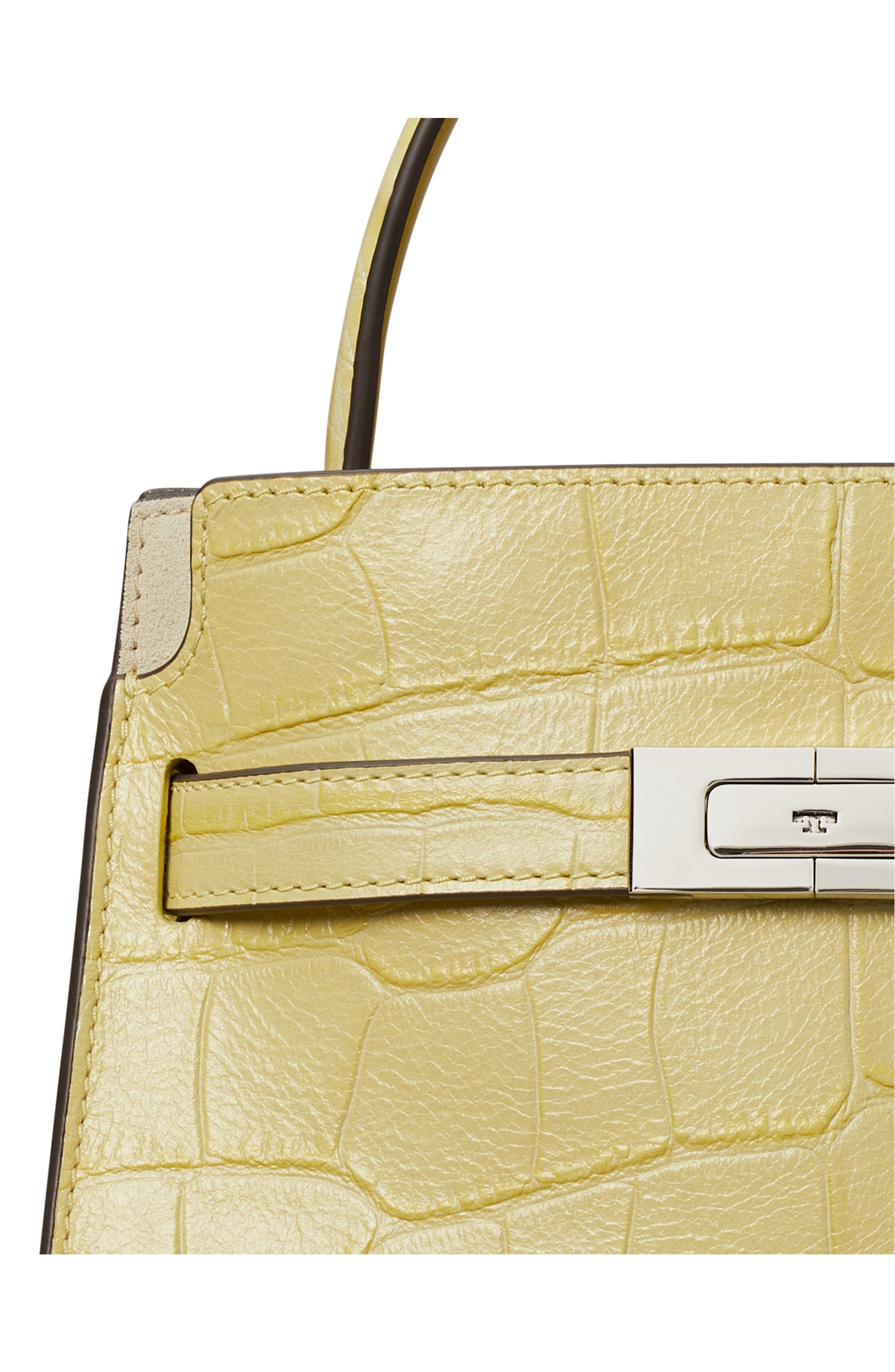 Tory Burch Petite Lee Radziwill Embossed Leather Double Bag, Alternate, color, Yellow Sky