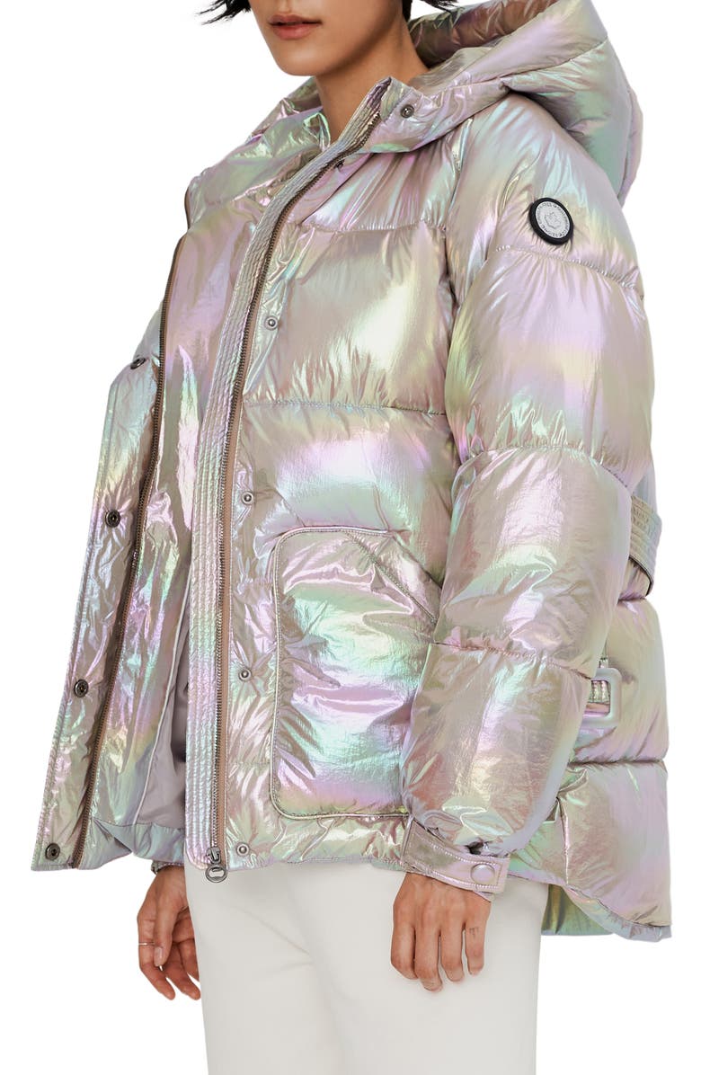 Noize Belted Oversize Hooded Puffer Coat, Main, color, Tanzanite