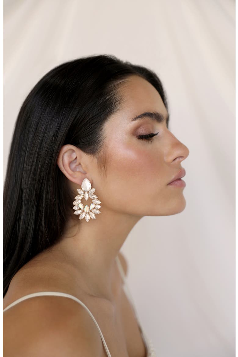 Floral Crest Drop Earrings, Alternate, color, GOLD