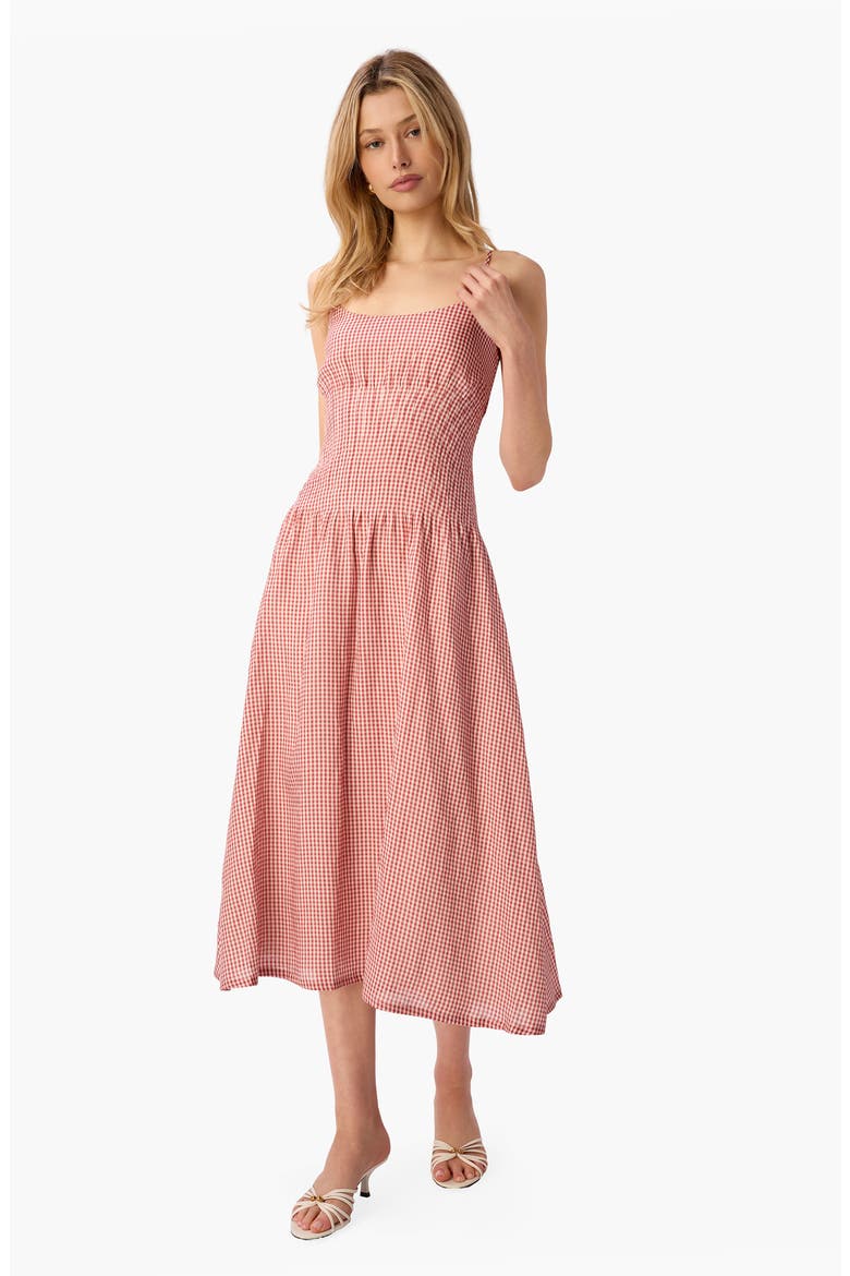 Kairina Midi Dress, Alternate, color, BERRY GINGHAM