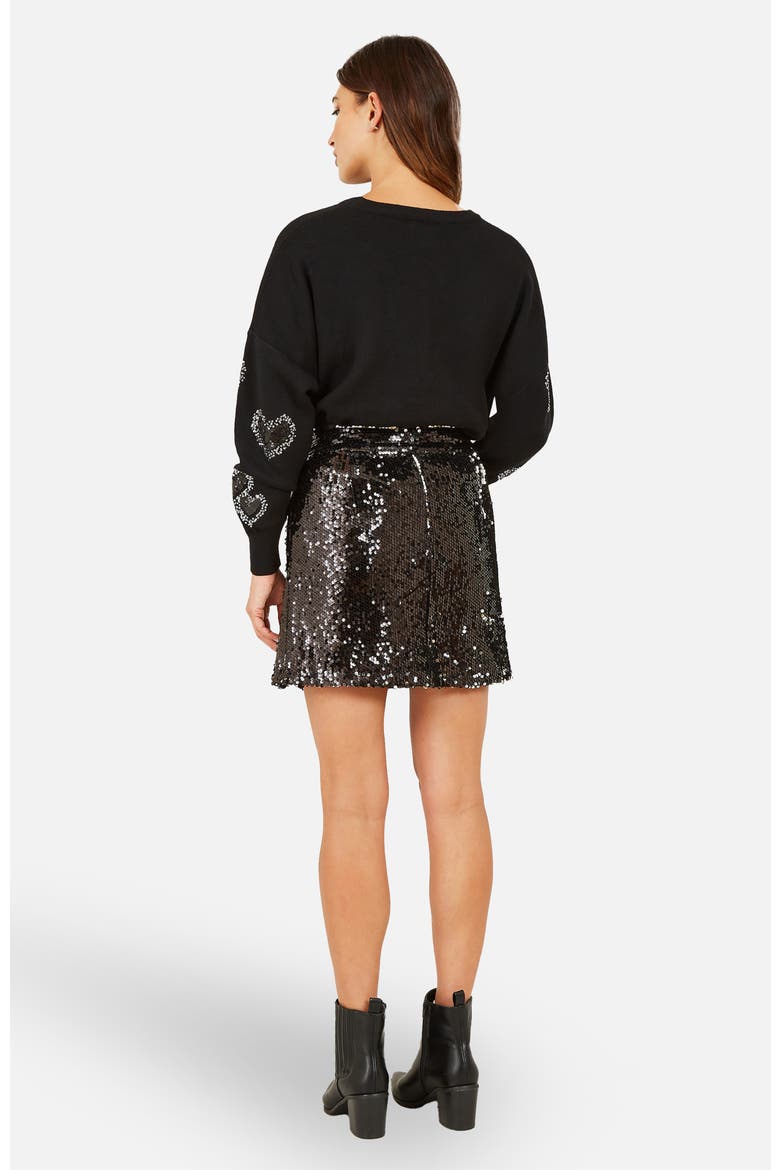 Sequin Mini Skirt, Alternate, color, Black