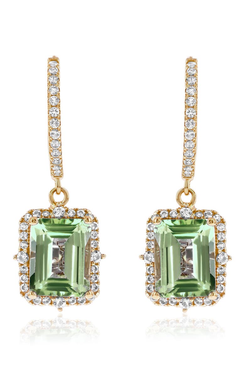 Semiprecious Stone Halo Drop Earrings, Main, color, GREEN/YELLOW