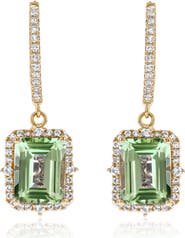 SUZY LEVIAN Semiprecious Stone Halo Drop Earrings