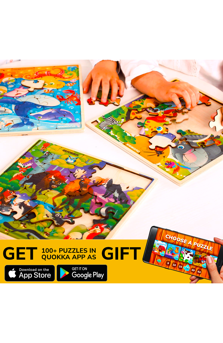 Quokka Wooden Puzzles for Kids - 28-Piece Jigsaw Puzzles for Toddlers, Alternate, color, Wild Animals