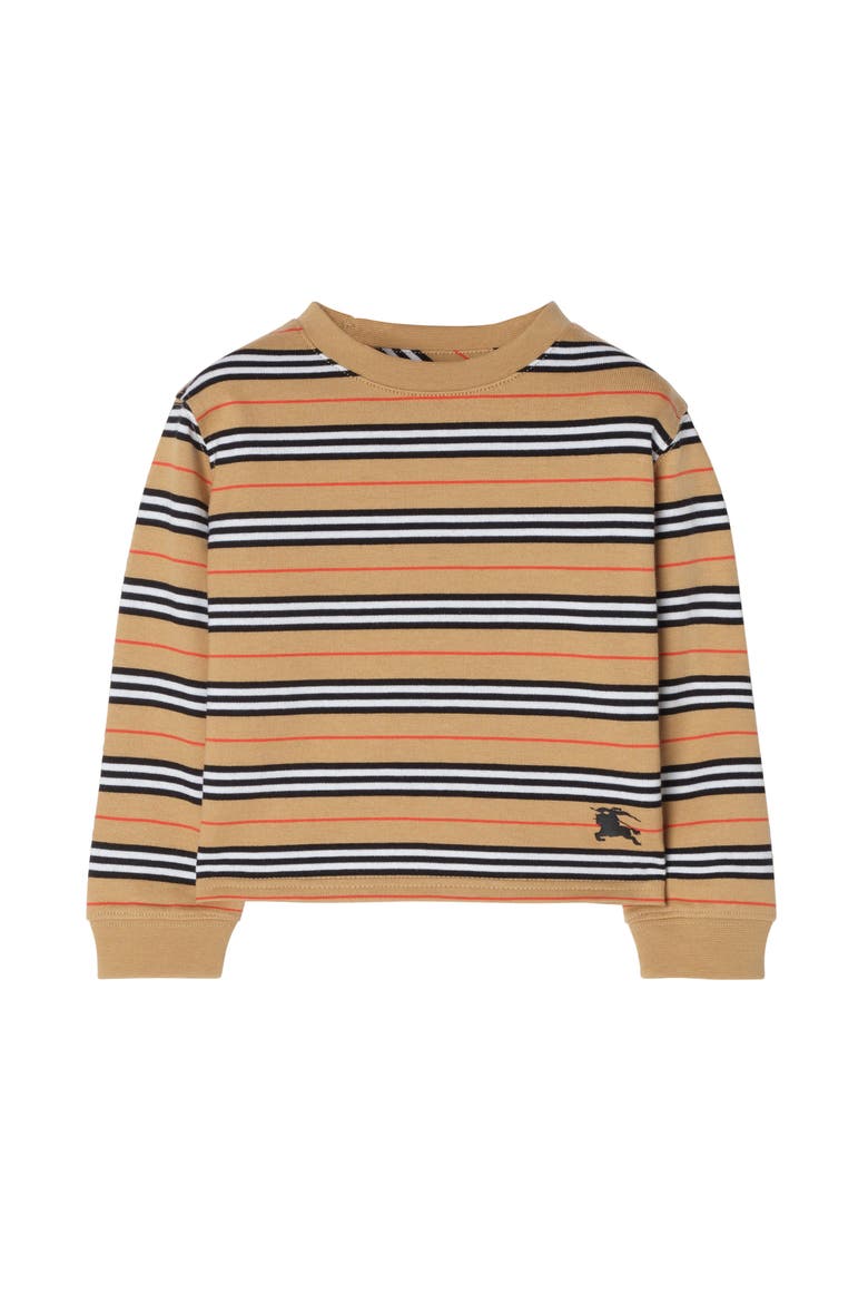 Long-sleeve Icon Stripe Cotton T-shirt, Main, color, Sand beige