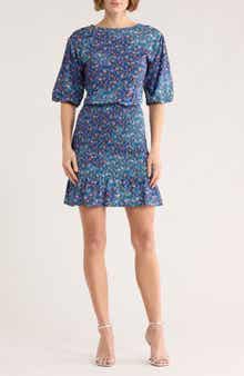 SANDRO Spinelle Floral Short Sleeve Smocked Dress
