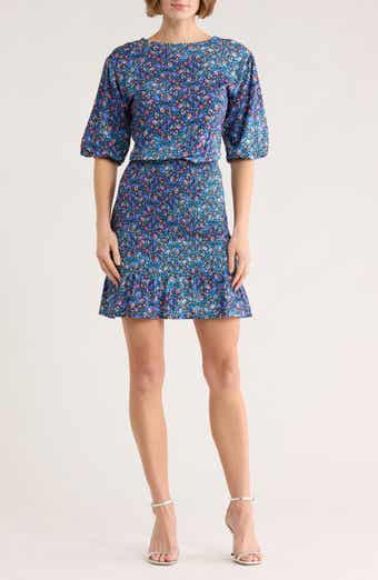 SANDRO Spinelle Floral Short Sleeve Smocked Dress