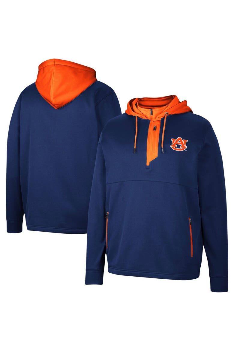 Men's Colosseum Navy Auburn Tigers Luge 3.0 Quarter-Zip Hoodie, Main, color, Navy