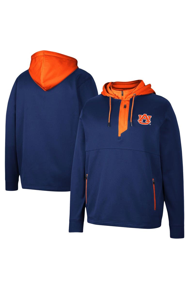 COLOSSEUM Men's Colosseum Navy Auburn Tigers Luge 3.0 Quarter-Zip Hoodie, Main, color, 