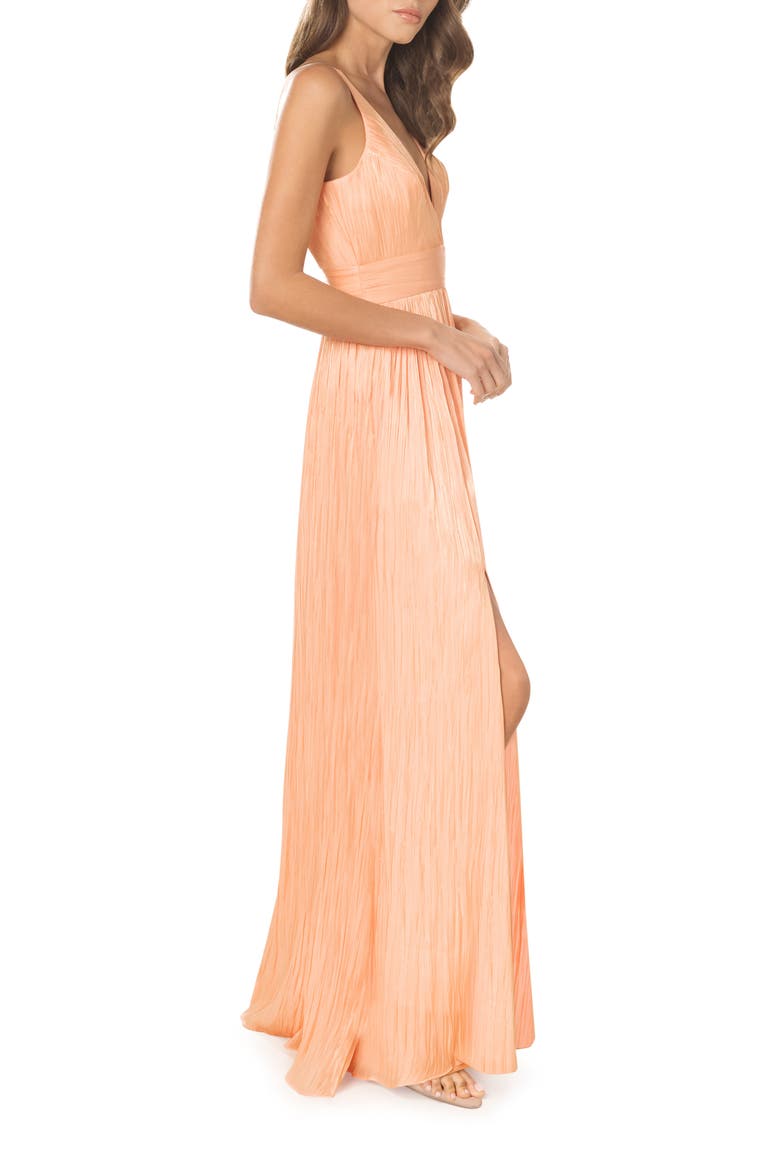 Danae Crinkle A-Line Gown, Alternate, color, PEACH