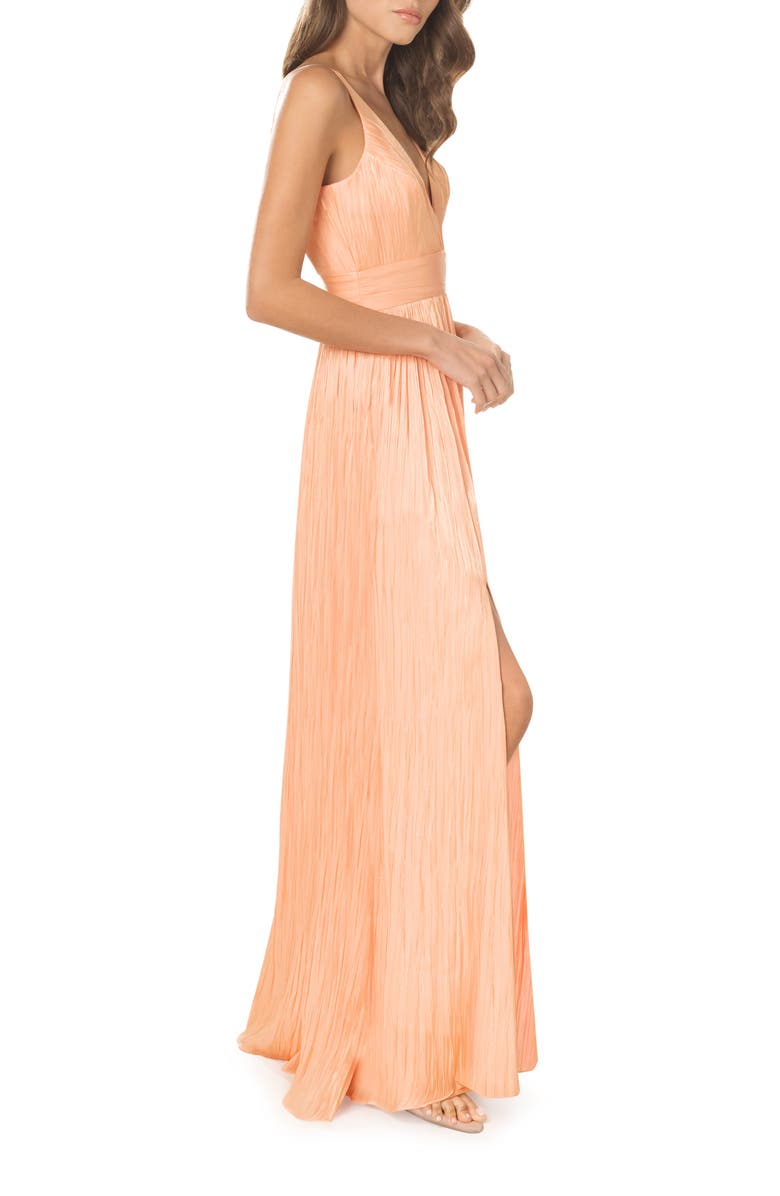 Dress the Population Danae Crinkle A-Line Gown, Alternate, color, Peach