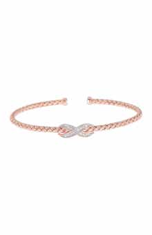 MESHMERISE Cubic Zirconia Infinity Twisted Cuff Bracelet