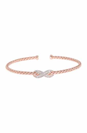 MESHMERISE Cubic Zirconia Infinity Twisted Cuff Bracelet