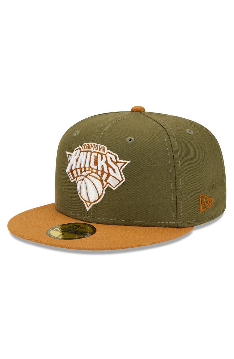 New Era Men's New Era  Olive/Orange New York Knicks Two-Tone 59FIFTY Fitted Hat, Alternate, color, 