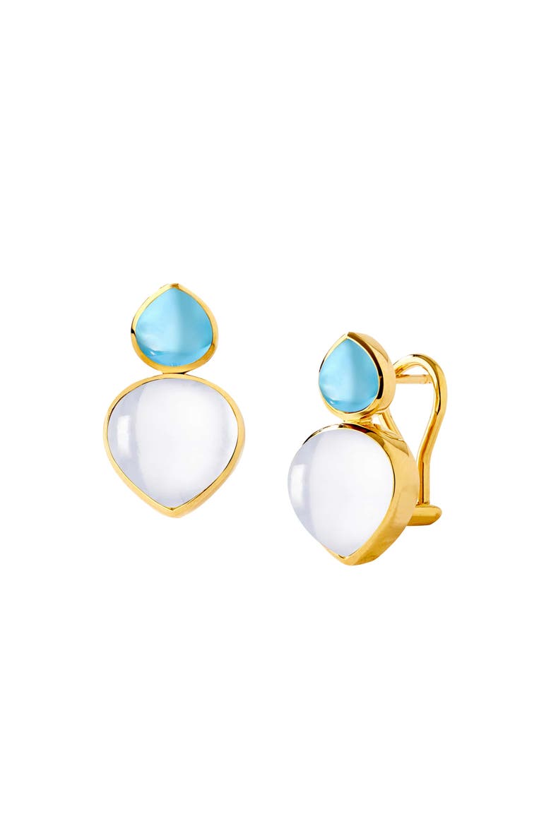 Bloom Amora Clip Earrings, Main, color, Blue Moon