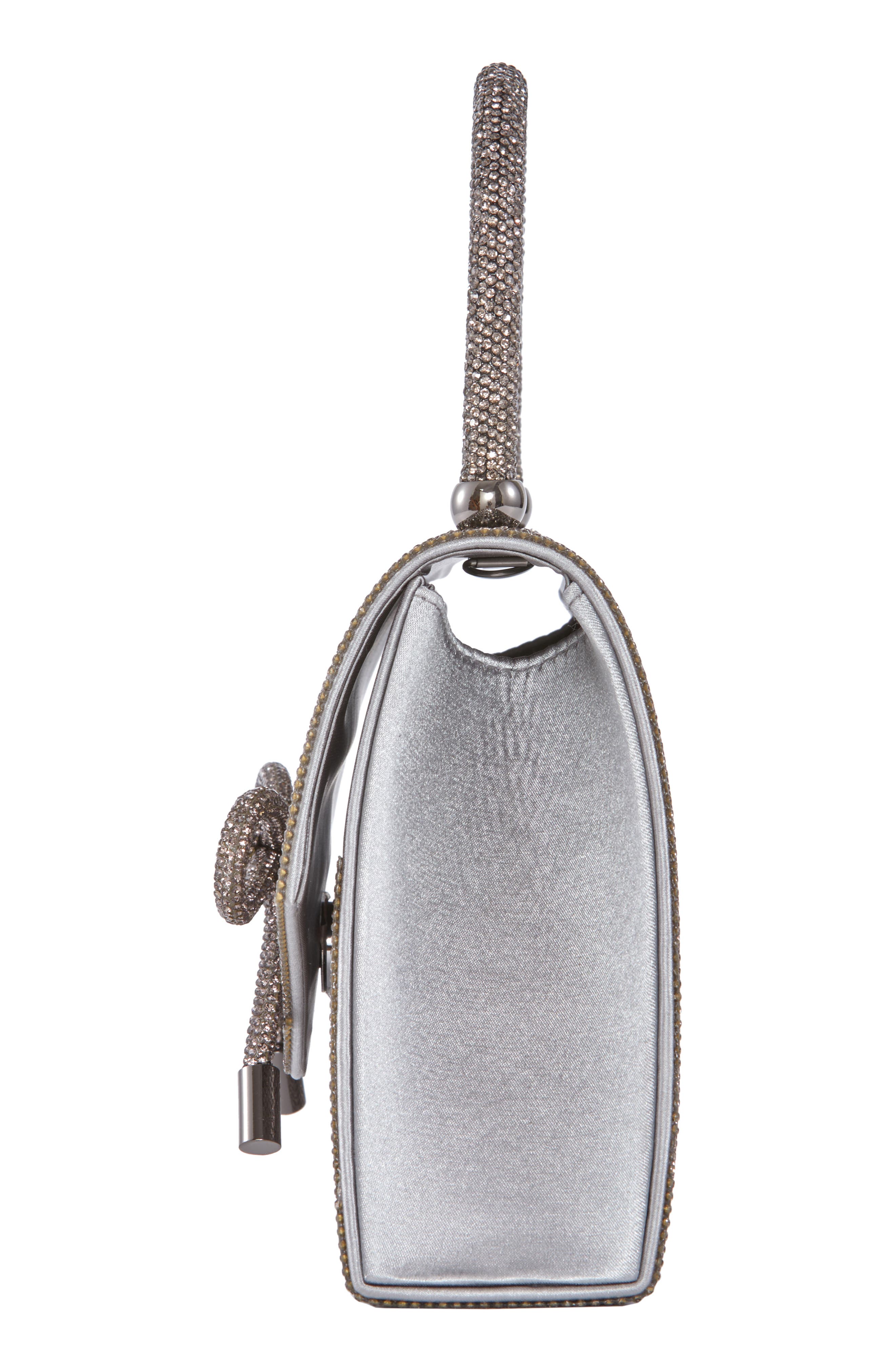 LADY COUTURE Rhinestone Top Handle Evening Bag, Alternate, color, Pewter