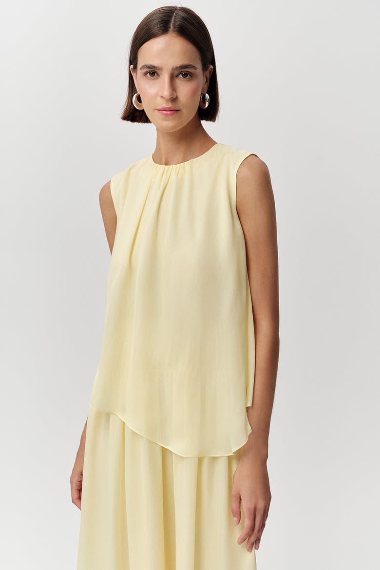Alix Crew Neck Lace Hem Midi Dress, Alternate, color, Yellow