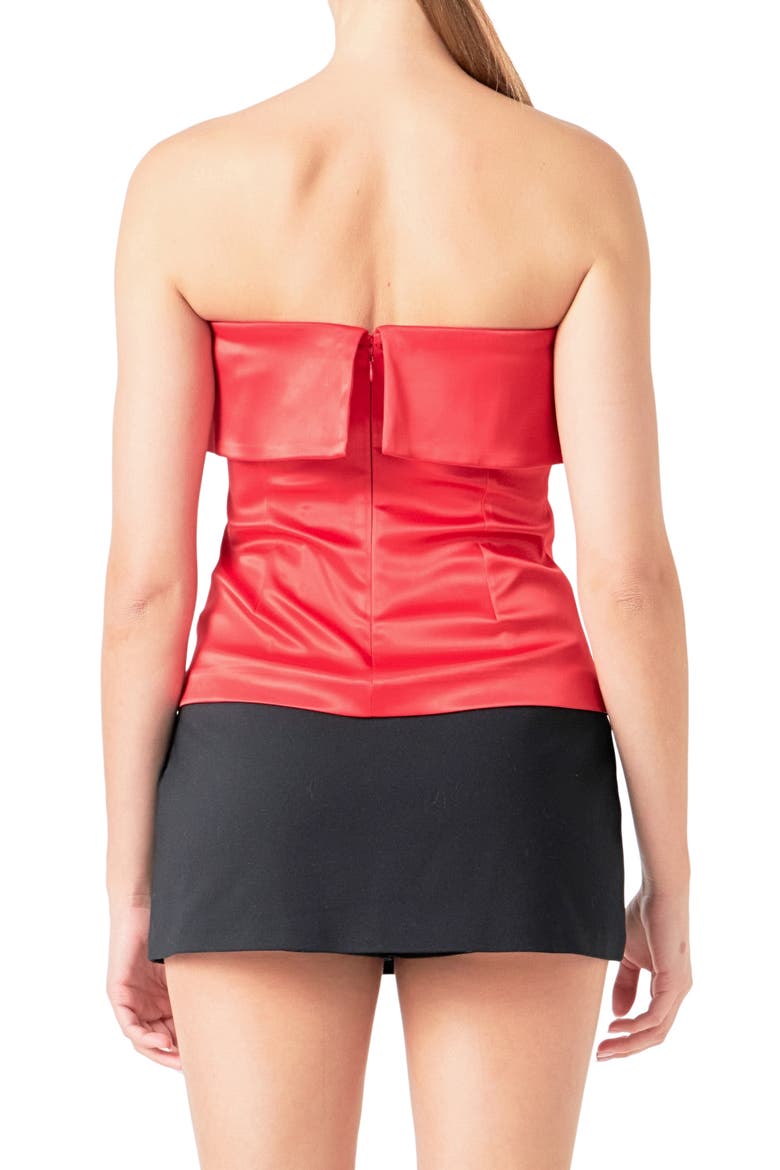 Strapless Satin Top, Alternate, color, RED