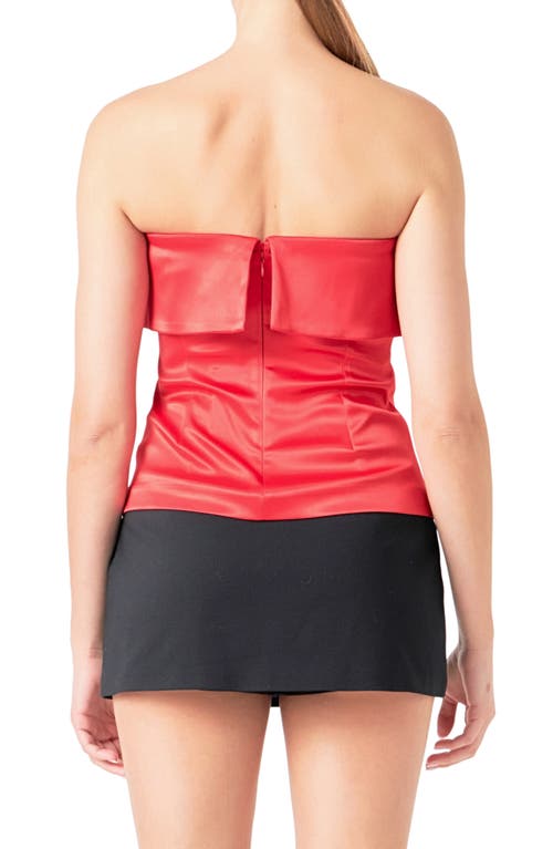 Endless Rose Strapless Satin Top In Red