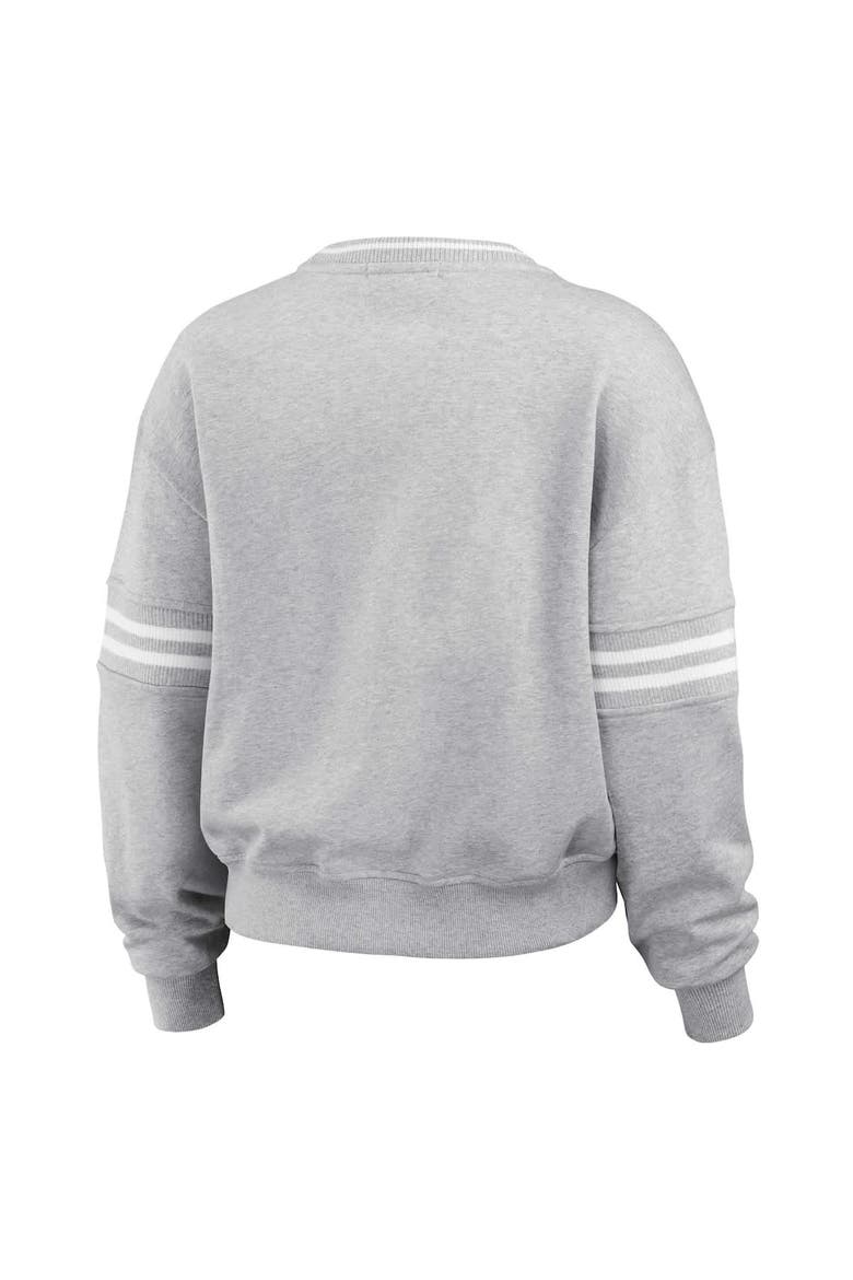 Women's WEAR by Erin Andrews Heather Gray Oregon Ducks Classic Stripe Pullover Sweater, Alternate, color, Heather Gray