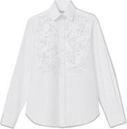 Lafayette 148 New York Baroque Embroidered Organic Cotton Poplin Button-Up Shirt