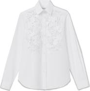 Lafayette 148 New York Baroque Embroidered Organic Cotton Poplin Button-Up Shirt