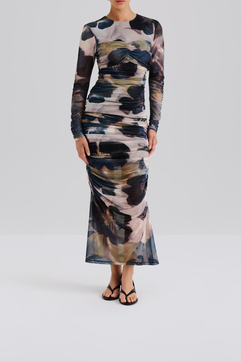 Elionora Sheer Jersey Midi Dress, Alternate, color, Dusty Poppy