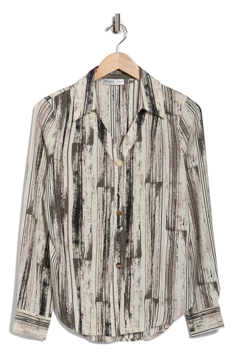 Print Button-Up Shirt, Alternate, color, WHITE