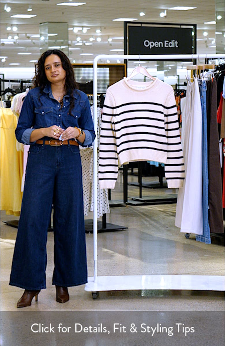 Stripe Roll Neck Cotton Blend Sweater, sales video thumbnail