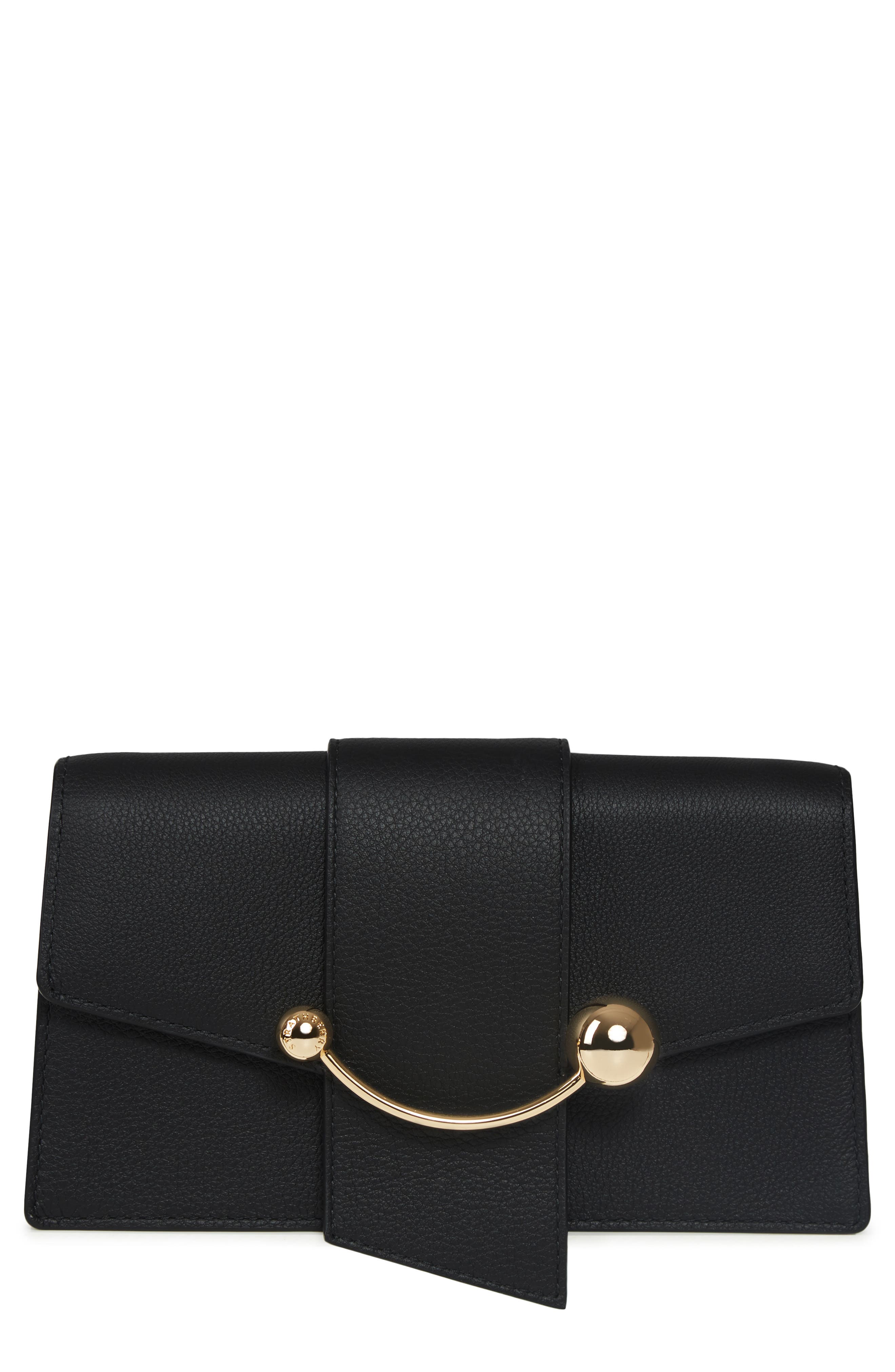 Strathberry Crescent on a Chain Croc Embossed Leather Shoulder Bag, Main, color, 