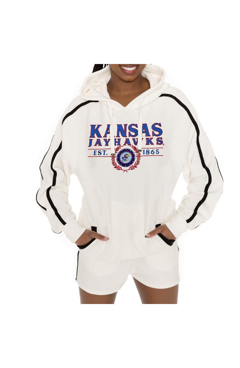GAMEDAY COUTURE Men
s Gameday Couture Cream Kansas Jayhawks Down, Set, Go Hoodie and Shorts Lounge Set, Alternate, color, Cream