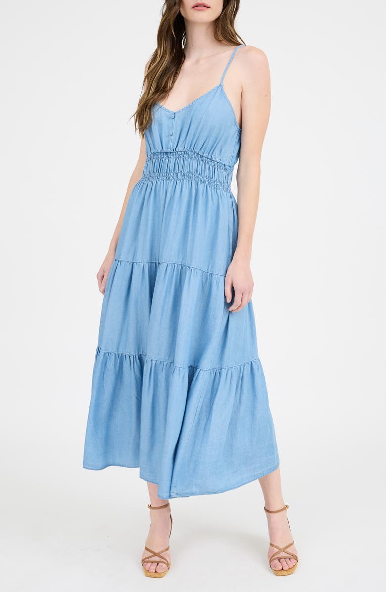 Blu Pepper Button Detail Midi Sundress, Main, color, 