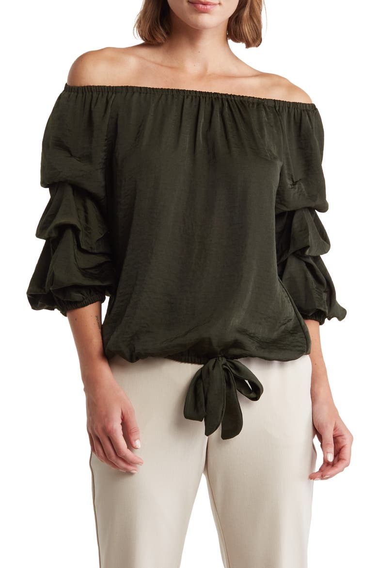 Off the Shoulder Top, Main, color, PINE FOREST