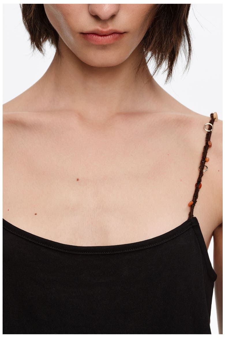 Strappy Top With Decorative Stones, Alternate, color, BLACK