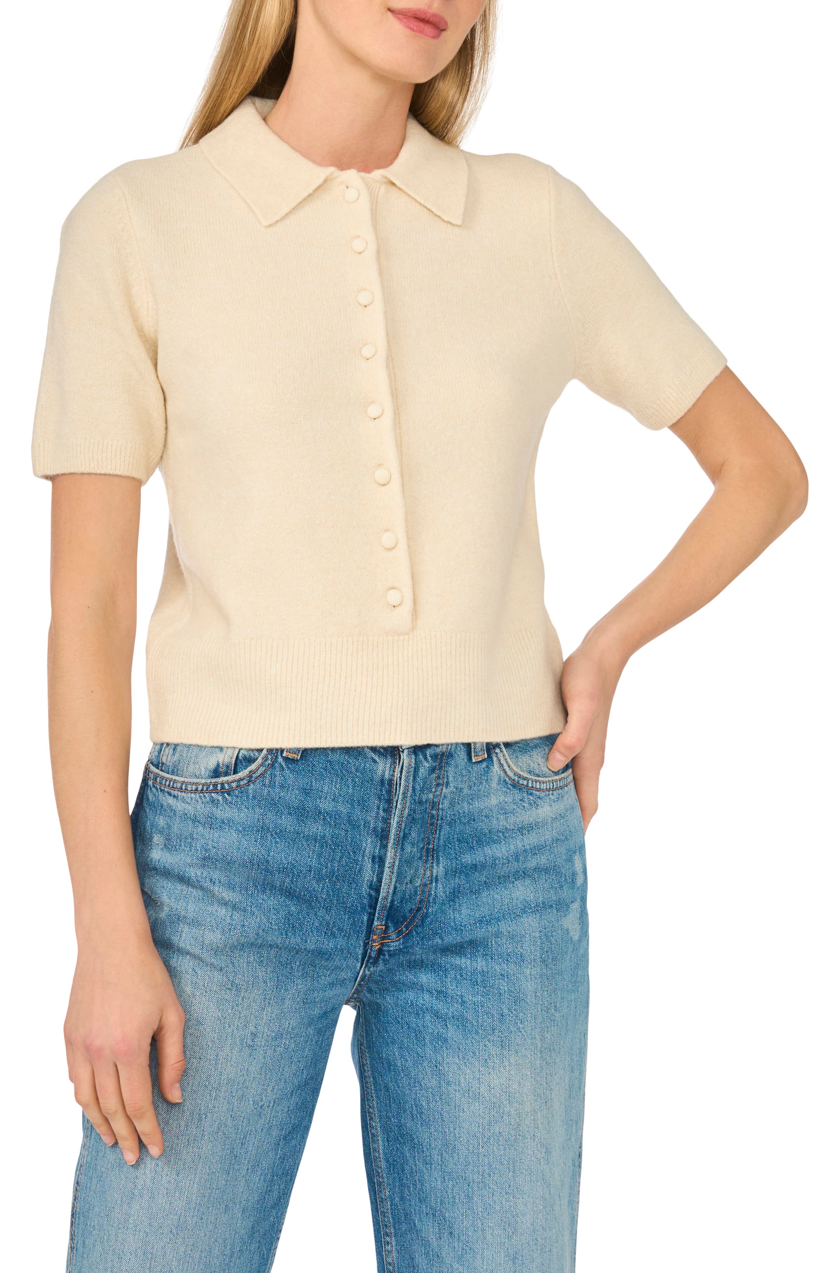 Short Sleeve Polo Sweater
