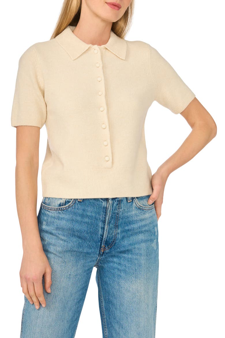 Short Sleeve Polo Sweater, Main, color, BIRCH