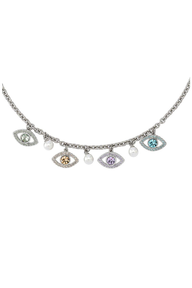 Pavé Evil Eye Charm Necklace, Main, color, SILVER MULTI