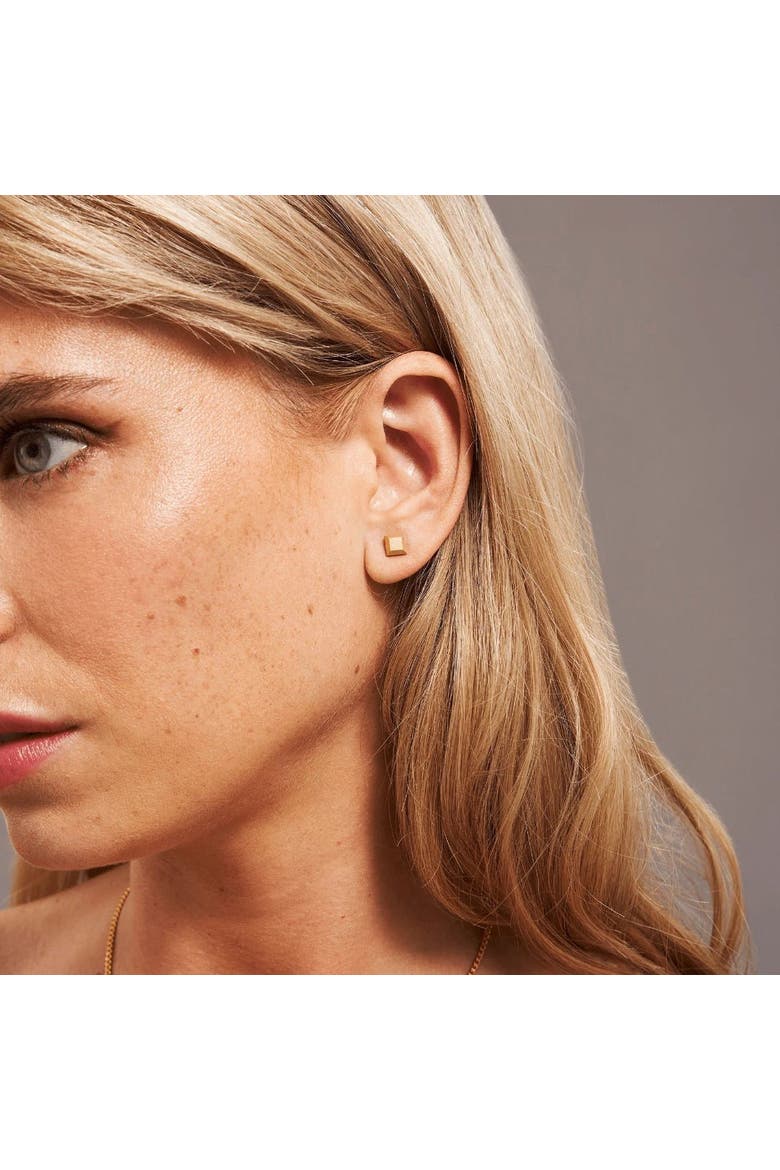 Square Bullion Stud Earrings, Alternate, color, Gold 9k