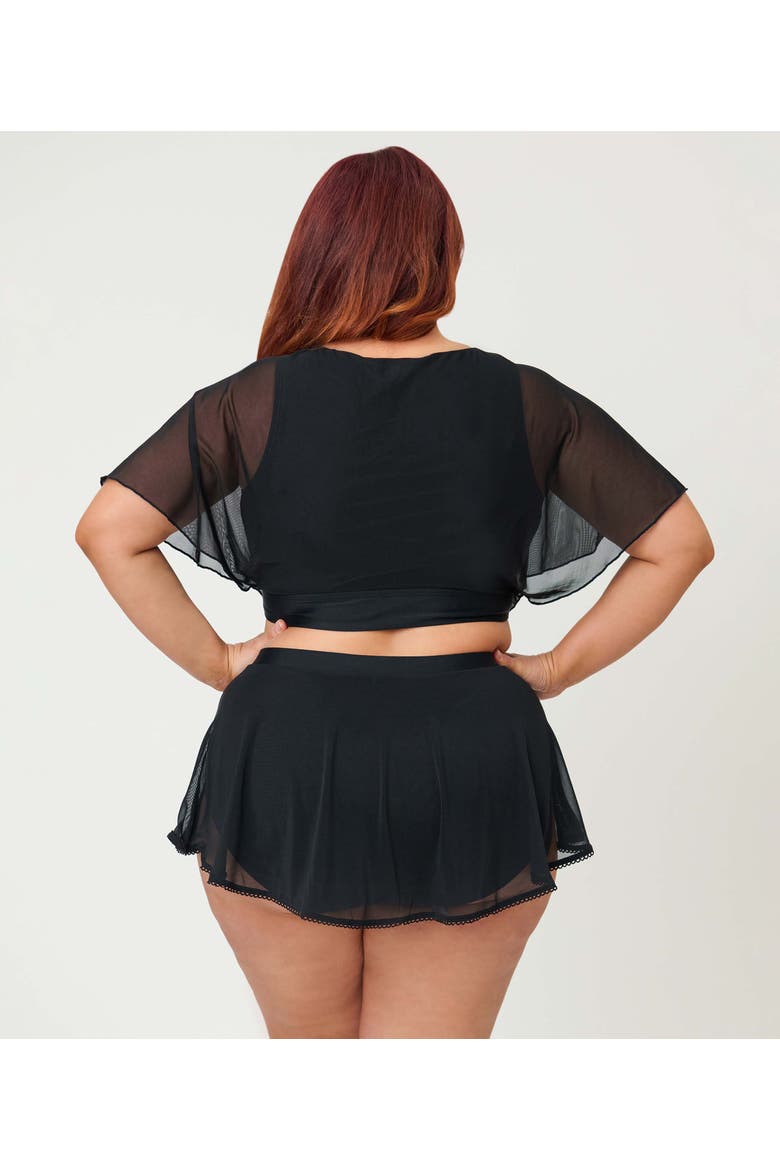 Plus Size Pin-Up Coronado Swim Skirt, Alternate, color, Black Layered