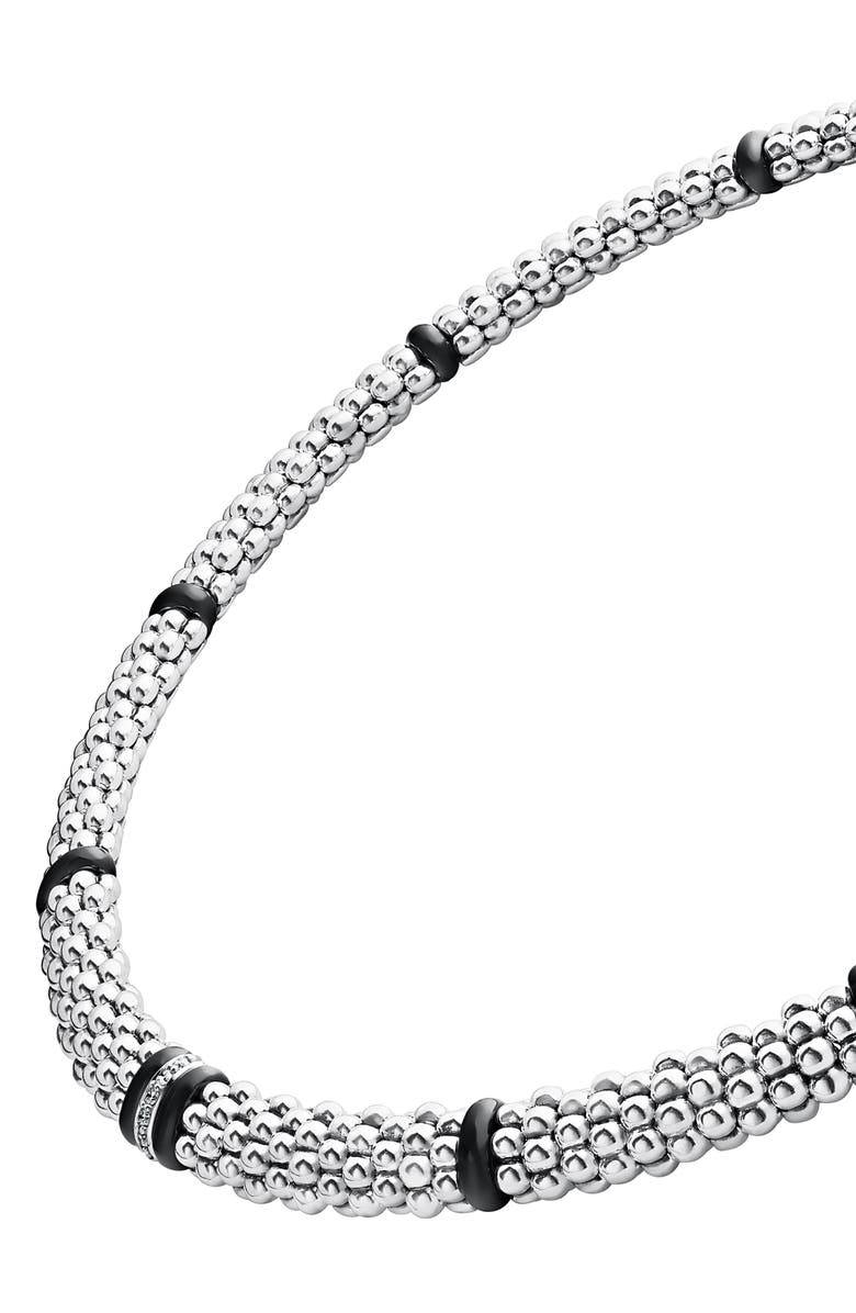 LAGOS Black Caviar Pavé Diamond Collar Necklace, Alternate, color, Silver/ Ceramic/ Diamond