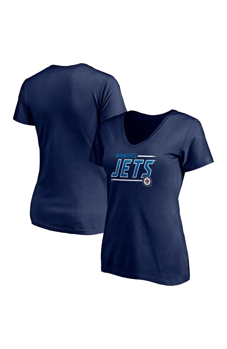 FANATICS Women's Fanatics Branded Navy Winnipeg Jets Plus Size Mascot In Bounds V-Neck T-Shirt, Main, color, 
