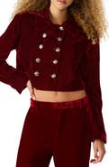 Steve Madden Tonia Velvet Crop Double Breasted Jacket